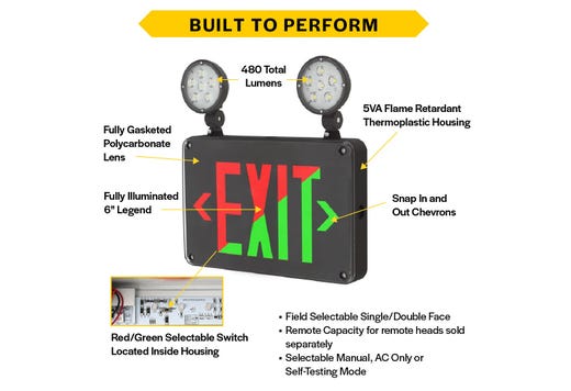 Emergence Series, Wet, Cold-Location, Combo, Black Housing, Field-Selectable Red or Green Legend with Field-Selectable Single/Double Face, Self-Diagnostics, Remote Capacity