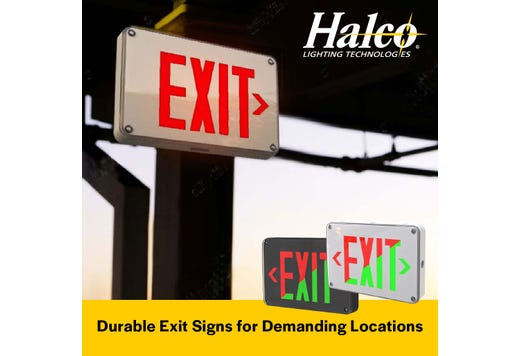 Emergence Series, Wet, Cold-Location, Exit Sign, Black Housing, Field-Selectable Red or Green Legend with Field-Selectable Single/Double Face, Self-Diagnostics, Remote Capacity