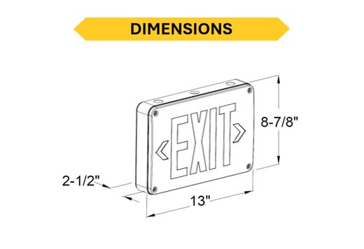 Emergence Series, Wet, Cold-Location, Exit Sign, Black Housing, Field-Selectable Red or Green Legend with Field-Selectable Single/Double Face, Self-Diagnostics, Remote Capacity
