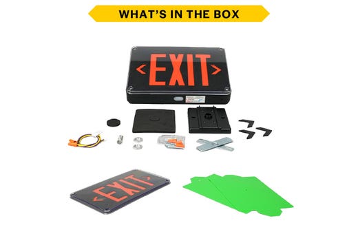 Emergence Series, Wet, Cold-Location, Exit Sign, Black Housing, Field-Selectable Red or Green Legend with Field-Selectable Single/Double Face, Self-Diagnostics, Remote Capacity
