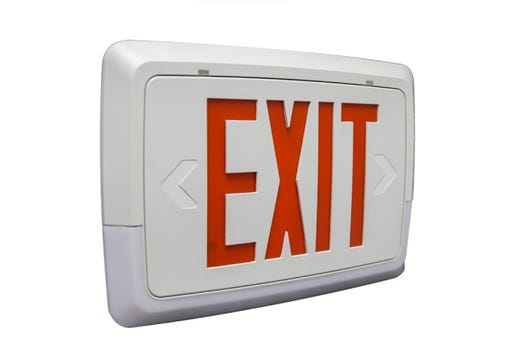 Low Profile Exit & Emergency Combo, Single Face, Red Legend lighting product image