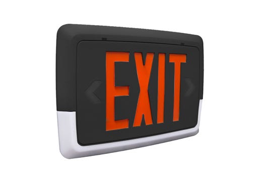 Low Profile Exit & Emergency Combo, Single Face, Red Legend