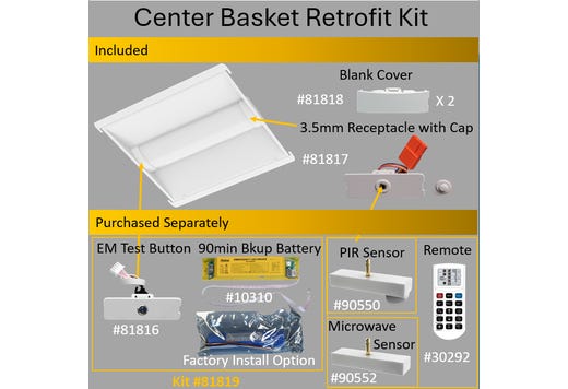 LED 2x2 Center Basket Troffer Retrofit Kit Controls Ready 3.5mm Receptacle Lumen & Color Selectable (2500-4000Lum 20-25-30W 3500K-4000K-5000K) UNV 120-277V 0-10V Dimmable