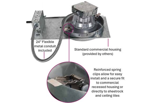 ProLED Commercial Retrofit Downlight 8in 30W 2700K 120-277V Dimmable Baffle Trim Junction Box