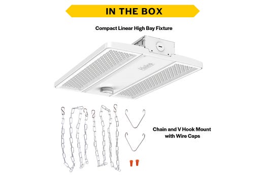 LED Controls Ready Compact Linear Highbay-2 Lumen & Color Select 19,700-24,200LM (125W-150W-165W) 35-40-50K Adj Beam Angle (Narrow, Standard, Wide) Z10 Sensor Socket 120-277VAC with Suspended Chain Mount (Gen-2)