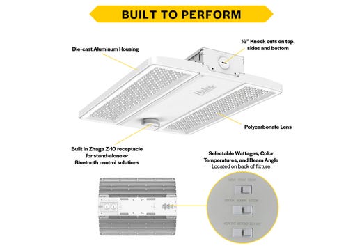 LED Controls Ready Compact Linear Highbay-1 Lumen & Color Select 14,600-19,500LM (90W-110W-130W) 35-40-50K Adj Beam Angle (Narrow, Standard, Wide) Z10 Sensor Socket 120-277VAC with Suspended Chain Mount (Gen-2)