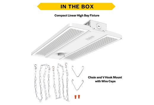 LED Controls Ready Compact Linear Highbay-3 Lumen & Color Select 28,300-33,300LM (180W-200W-220W) 35-40-50K Adj Beam Angle (Narrow, Standard, Wide) Z10 Sensor Socket 120-277VAC with Suspended Chain Mount (Gen-2)