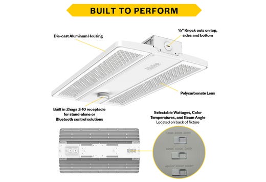 LED Controls Ready Compact Linear Highbay-3 Lumen & Color Select 28,300-33,300LM (180W-200W-220W) 35-40-50K Adj Beam Angle (Narrow, Standard, Wide) Z10 Sensor Socket 120-277VAC with Suspended Chain Mount (Gen-2)