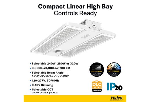 LED Controls Ready Compact Linear Highbay-4 Lumen & Color Select 38,600-47,700LM (240W-280W-320W) 35-40-50K Adj Beam Angle (Narrow, Standard, Wide) Z10 Sensor Socket 120-277VAC with Suspended Chain Mount (Gen-2)