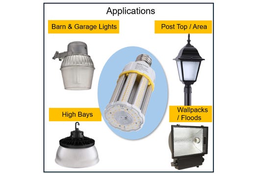 HID High Lumen LED Retrofit Color & Watts Selectable 3000K, 4000K or 5000K 63W, 80W or 100W Mogul (EX39) Base 100-277V 12000/14000/15500 Lumens 83CRI Non-Dimmable