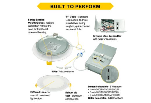 Commercial Slim Downlight 8in 18W Lumen Select 1100-1230 LED product