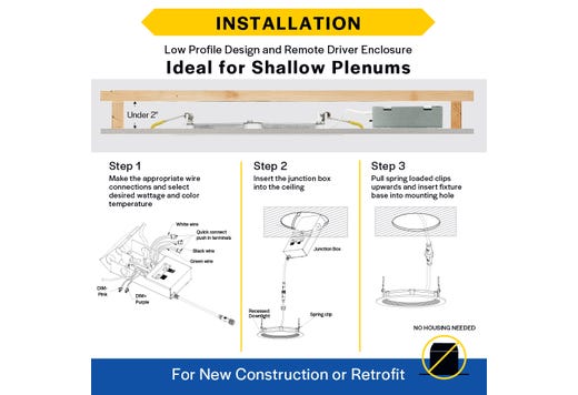 Commercial Slim Downlight 4in 13W Lumen Select 660-820-1075lm 2700-5000K Color Selectable Baffle Trim 120-277V Dimmable TRIAC-ELV & 0-10V