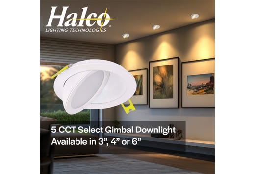 ProLED Select Direct Fit Gimbal Downlight 3in 6W 2700-5000K Color Selectable 90Deg Tilt Dimmable T20 JA-8