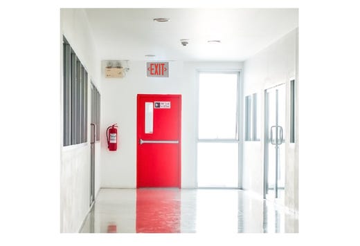 Emergence LED Die-Cast Exit Sign, Field Selectable Red/Green Legend, Brushed Aluminum Face, Black Housing, Single/Double Face, Selectable Manual or Self-Diagnostics, Selectable AC or 90+ mins Battery Back-Up