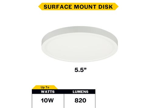 LED Surface Mount Disk 5.5in 10W 27/30/35/40/50K Color Select LED product