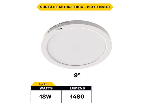 LED Surface Mount Disk 9in 18W 27/30/35/40/50K Color Select 120V lighting product image