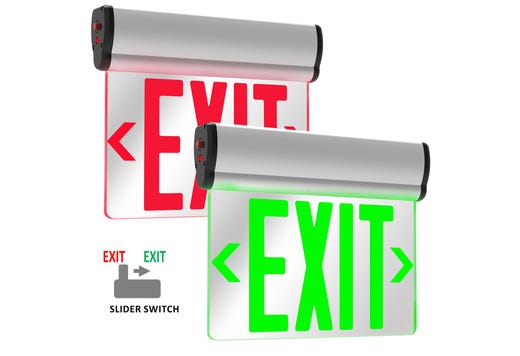 Emergence LED Aluminum Edgelit Exit Sign Universal Red/Green