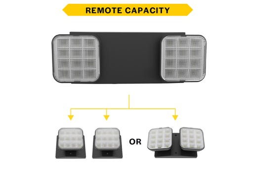 Emergence Series Emergency Unit Black Adjustable Thermoplastic Square Heads with Remote Capacity 90-min Battery Bkup