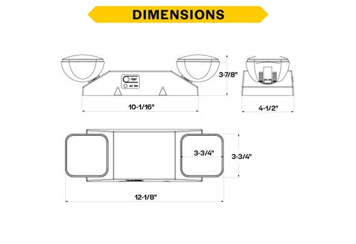 Emergence Series Emergency Unit White Adjustable Thermoplastic Square Heads with Self-test Self-diagnostics 90-min Battery Bkup