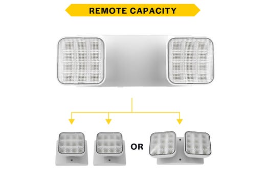 Emergence Series Emergency Unit White Adjustable Thermoplastic Square Heads with Remote Capacity 90-min Battery Bkup