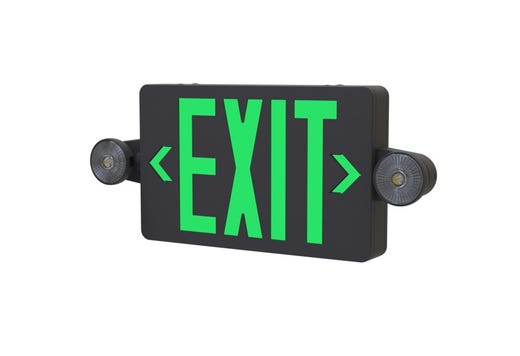 Emergence LED Exit Emergency Light Combo Black Thermoplastic Field Selectable Red/Green Legend Single/Double Face with Remote Capacity Battery Backup T20