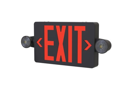 Emergence LED Exit Emergency Light Combo Black Thermoplastic Field Selectable Red/Green Legend Single/Double Face with Remote Capacity Battery Backup T20