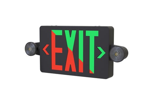 Emergence LED Exit Emergency Light Combo Black Thermoplastic