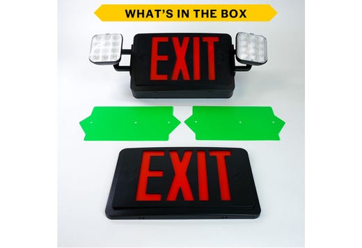 Emergence Series Combo (Exit/EM) Black Thermoplastic with Square Head Selectable Red or Green Legend with Remote Capacity and Self-Test Self-Diagnostics