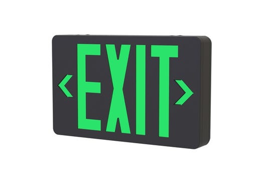 Emergence LED Exit Sign Black Thermoplastic Field Selectable Red/Green Legend Single/Double Face with Remote Capacity Battery Backup T20