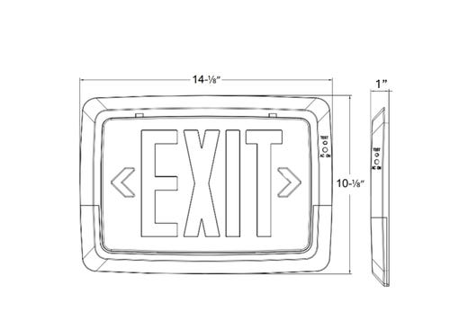 Low Profile Exit & Emergency Combo, Single Face, Green Legend, White Housing, Designed for Low Level Wall Mounting (2-6FT)