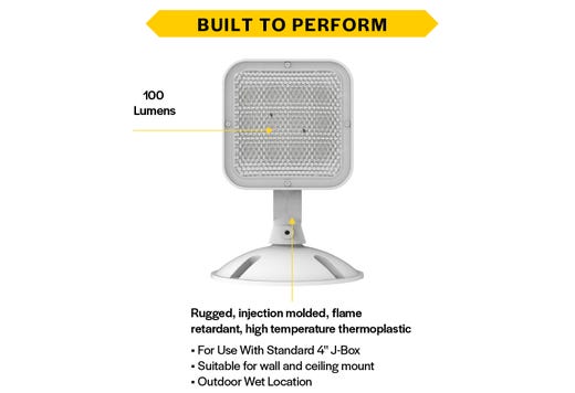 Emergence LED Single Remote Head Square Outdoor White, 1.2W, 3.6-15VDC Input
