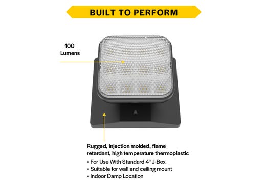 Emergence LED Single Remote Head Square Indoor Black, 1.2W, 3.6-15VDC Input