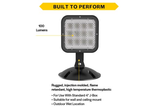 Emergence LED Single Remote Head Square Outdoor Black, 1.2W, 3.6-15VDC Input
