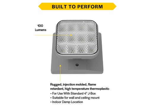 Emergence LED Single Remote Head Square Indoor Gray, 1.2W, 3.6-15VDC Input