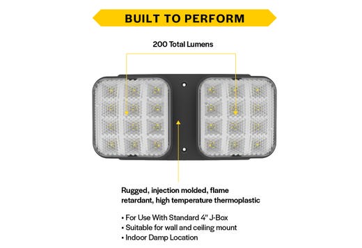Emergence LED Double Remote Head Square Indoor Black, 2.4W, 3.6-15VDC Input