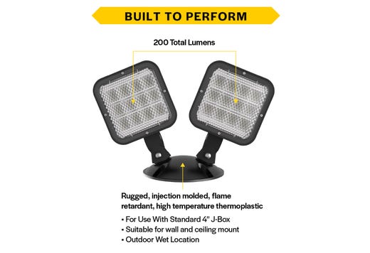 Emergence LED Double Remote Head Square Outdoor Black, 2.4W, 3.6-15VDC Input
