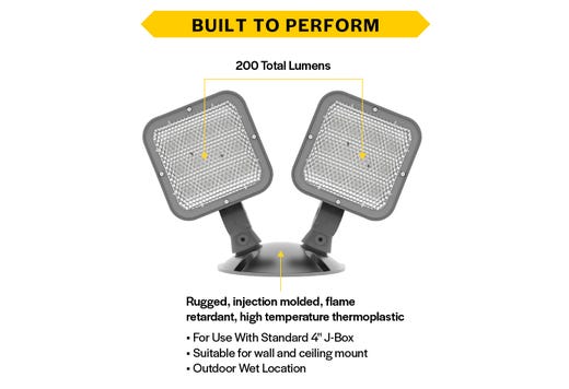 Emergence LED Double Remote Head Square Outdoor Gray, 2.4W, 3.6-15VDC Input