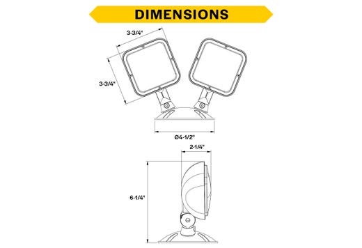 Emergence LED Double Remote Head Square Outdoor White, 2.4W, 3.6-15VDC Input