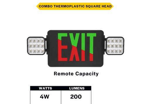 Emergence Series Combo (Exit/EM) Black Thermoplastic with lighting product image