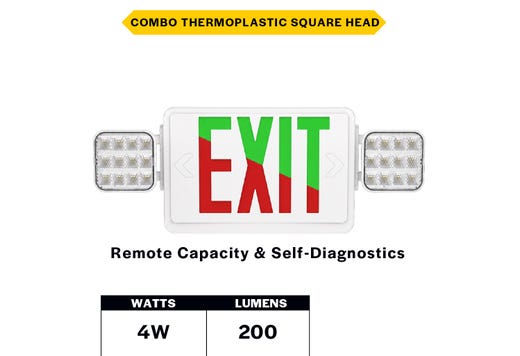 Emergence Series Combo (Exit/EM) White Thermoplastic with Square LED product