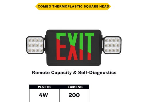 Emergence Series Combo (Exit/EM) Black Thermoplastic with Square LED product