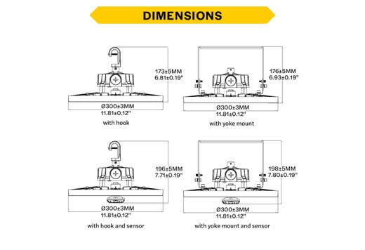 Essential Round Highbay (Gen-2) Controls Ready 3.5mm Jack Lumen Select 19,600-23,100-29,500 (120W-150W-200W), Color Select 4000K or 5000K, 120-277VAC, 0-10V Dimming, Black