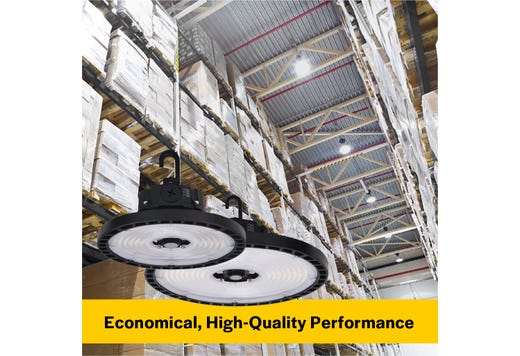 Essential Round Highbay (Gen-2) Controls Ready 3.5mm Jack Lumen Select 9,900-12,500-15,000 (60W-80W-100W), Color Select 4000K or 5000K, 120-277VAC, 0-10V Dimming, Black