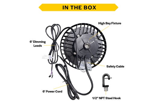 Essential Round Highbay (Gen-2) Controls Ready 3.5mm Jack Lumen Select 19,600-23,100-29,500 (120W-150W-200W), Color Select 4000K or 5000K, 120-277VAC, 0-10V Dimming, Black