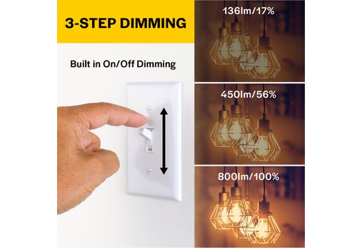 LED Filament 3-Step Dim A19 E26 Clear