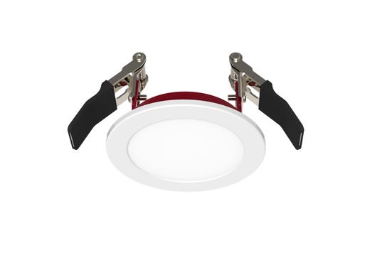 LED Fire Rated 3in Slim Downlight Color Selectable 6.5W 555 Lumen Flat Smooth Trim 120V Triac Dimmable T24