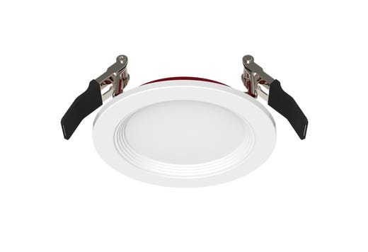 LED Fire Rated 4in Slim Downlight Color Selectable 11W 900 Lumen Textured Baffle Trim 120V Triac Dimmable T24