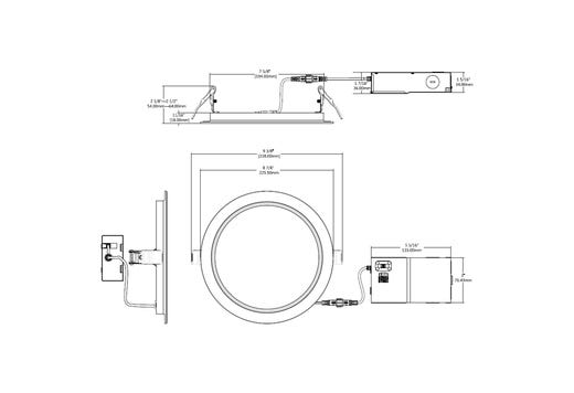 LED Fire Rated 8in Slim Downlight Color Selectable 19W 1600 Lumen Textured Baffle Trim 120V Triac Dimmable T24