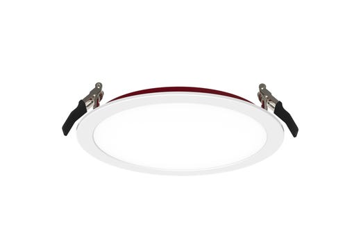 LED Fire Rated 8in Slim Downlight Color Selectable 19W 1600 Lumen Flat Smooth Trim 120V Triac Dimmable T24