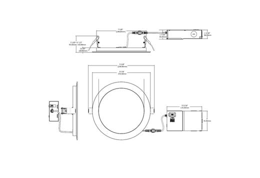 LED Fire Rated 8in Slim Downlight Color Selectable 19W 1600 Lumen Flat Smooth Trim 120V Triac Dimmable T24